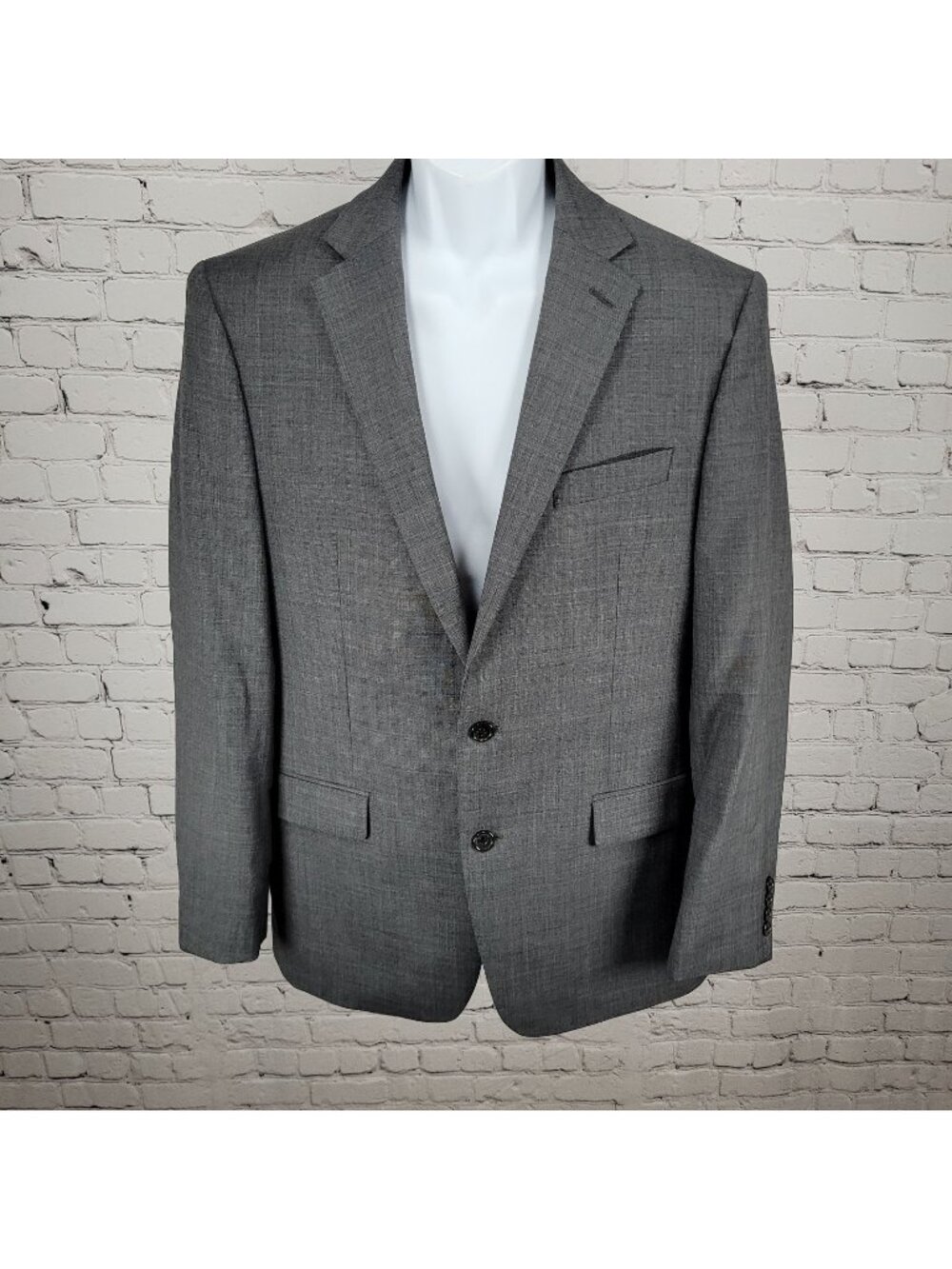 Lauren Ralph Lauren Grey 100% Wool Stretch 2 Button Blazer Sport Coat Size 40L